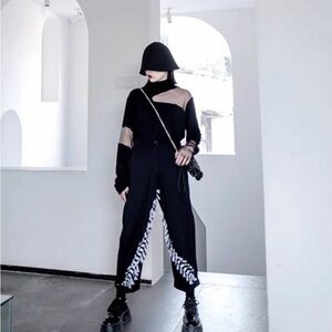 unique see-through design black shirt